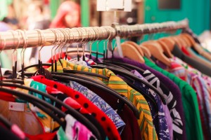 Clothes on a rail at street market